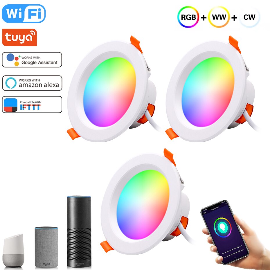 WiFi Tuya Ʈ LED  5W/7W/9W/15W RGB Ʈ ..